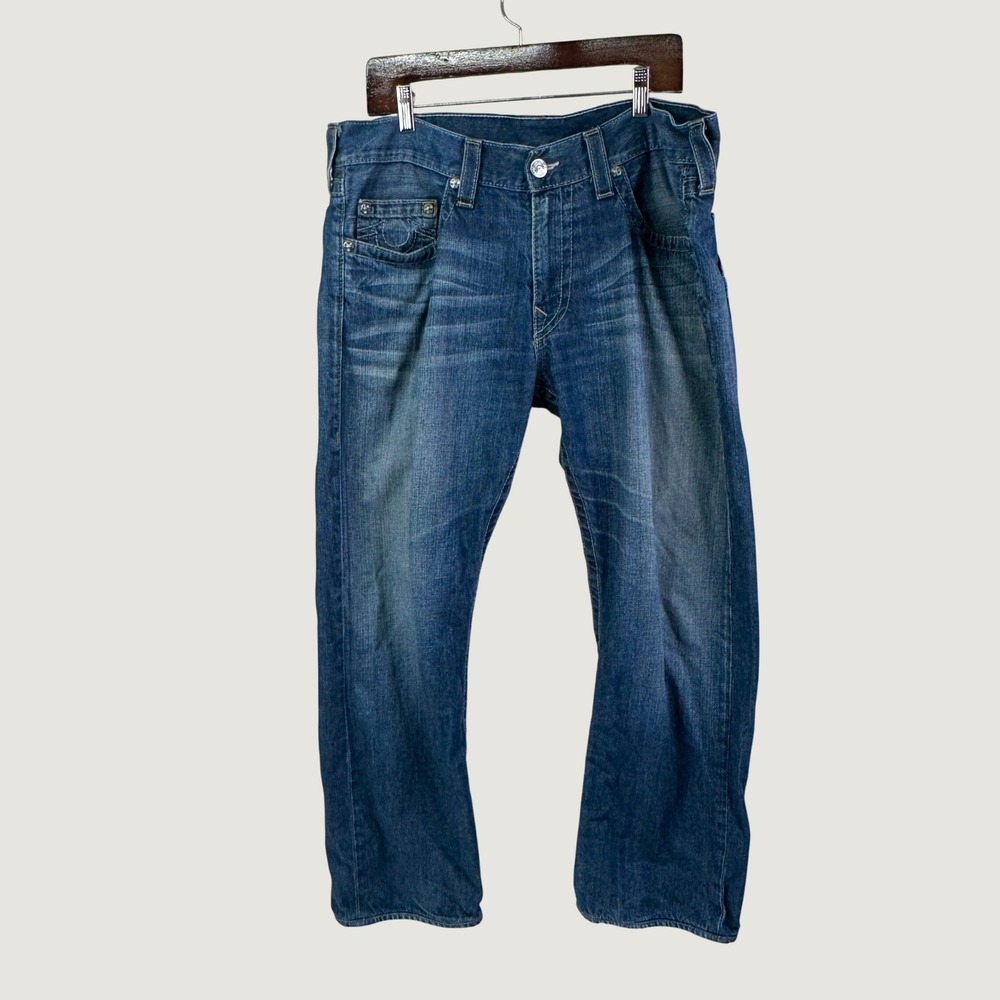 True Religion Straight Leg Jeans‎ 38X29 Blue Denim Y2K Streetwear McBling